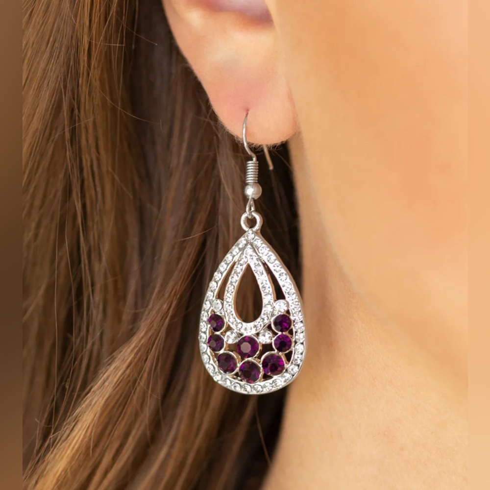 NEW White & Purple Sparkling Stardom Earrings